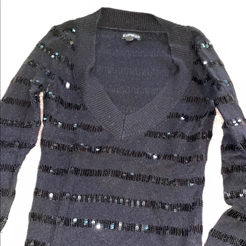 Express Black Sequin Sweater